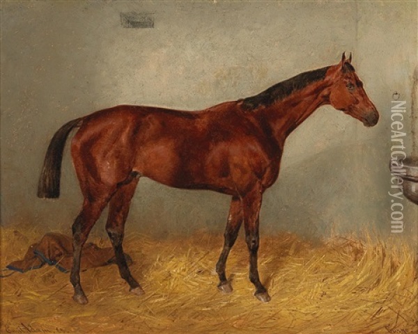 Buzgo V. Kisber Ocsese Baber, Winner Of The Austrian Derby Xx Oil Painting - Emil Adam