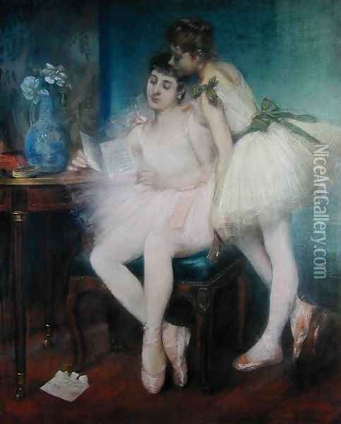 La Lettre (The Letter) 1890 Oil Painting - Louis Robert Carrier-Belleuse