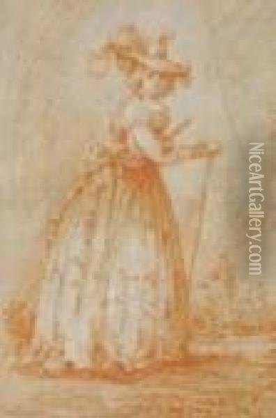 Dama Con Ombrello Oil Painting - Jean-Honore Fragonard