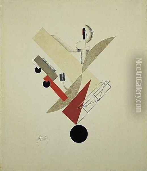 Globetrotter in Time Oil Painting - Eliezer Markowich Lissitzky