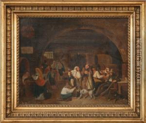 Interior Of An Inn Oil Painting - Peter Johann Raadsig