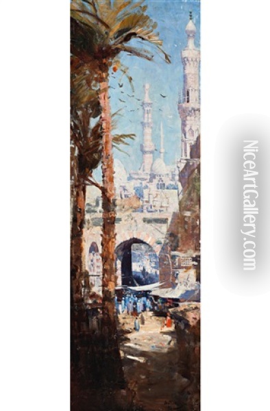 Minarets, Cairo Oil Painting - Arthur Streeton