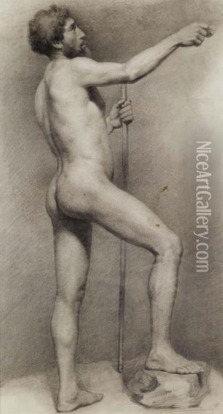 Studio Di Nudo Maschile (il Pellegrino) Oil Painting - Sante Bertelli