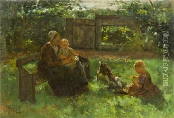 In The Garden Oil Painting - Jacob Simon Hendrik Kever