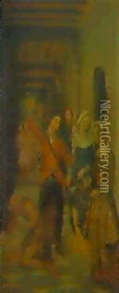 La Decapitacion De San Juan Bautista Oil Painting - Fernando Gallego y Taller