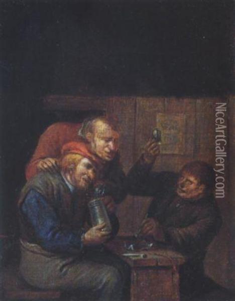 Drei Trinkenden Bauern Oil Painting - Egbert Ii Van Heemskerck