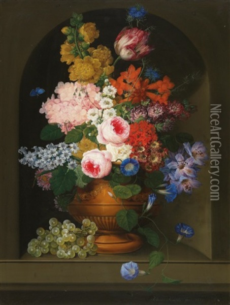 Large Still Life With Vetch Oil Painting - Johann Knapp