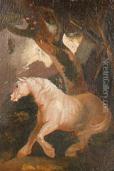 Horse Under A Tree Oil Painting - Theodore Gericault