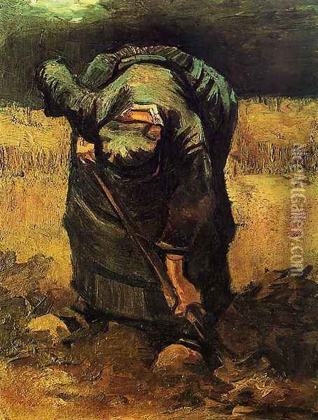 Peasant Woman Digging II Oil Painting - Vincent Van Gogh