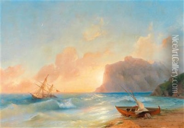 The Sea At Koktebel Oil Painting - Ivan Konstantinovich Aivazovsky