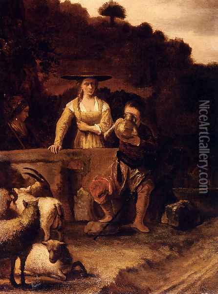 Rebecca And Eliezer At The Well Oil Painting - Constantijn Van Renesse