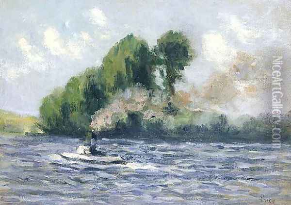Rolleboise, Remorqueur sur la Seine Oil Painting - Maximilien Luce