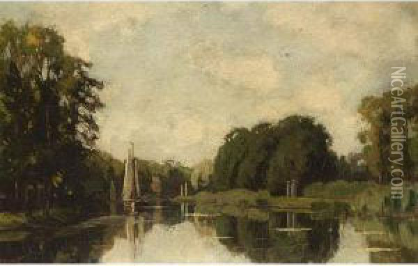 A View Of The River Vecht Oil Painting - Nicolaas Bastert