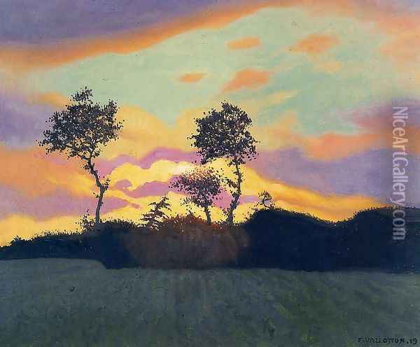 Landscape at Sunset Oil Painting - Felix Edouard Vallotton