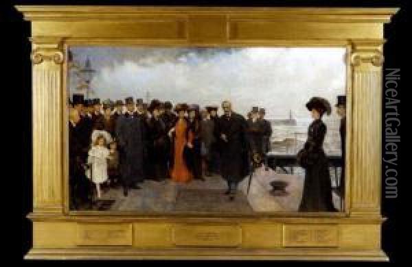 'in Commemoration Of The Opening Of Seaham Dock By The Right Honourable A.j.balfou Oil Painting - John Henry Frederick Bacon