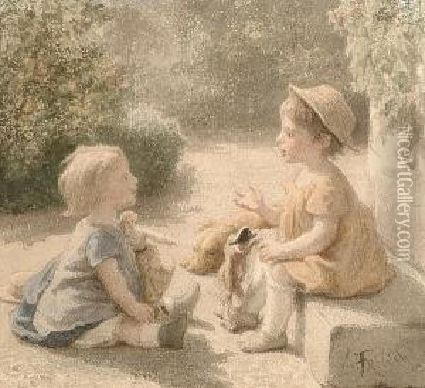 Children At Play Oil Painting - Lorenz Frolich