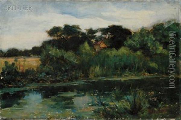 Spring Pond/ Possibly A View Of Long Island, New York Oil Painting - Hugo Breul