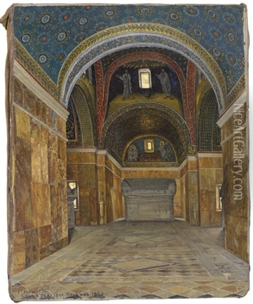 Innenansicht Des Mausoleums Der Galla Placidia In Ravenna Oil Painting - Josef Theodor Hansen