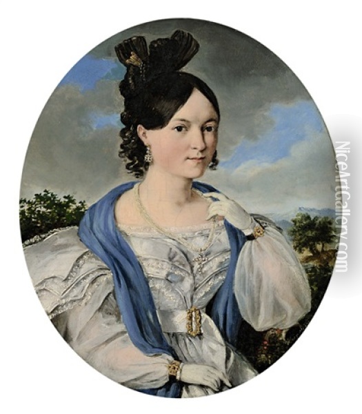 Portrait Einer Wiener Dame Oil Painting - Joseph Kroepsch