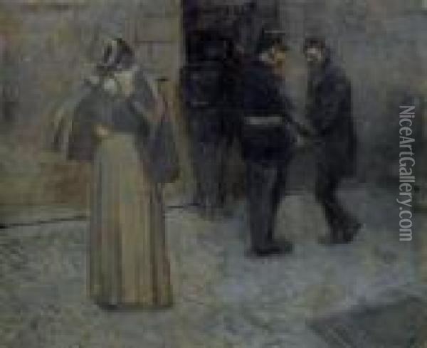 L'interpellation Oil Painting - Jean-Louis Forain
