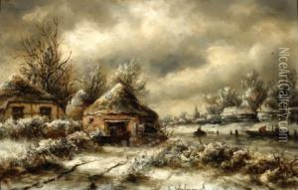 Winterlandscape In 't Gooi Oil Painting - Leon Schulman