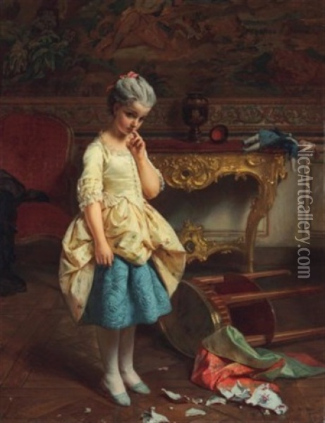 The Reprimand Oil Painting - Henry Guillaume Schlesinger