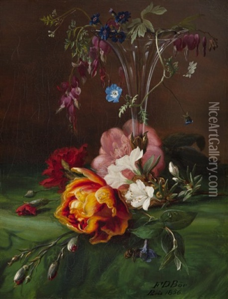 Oppstilling Med Vase Og Blomster Oil Painting - Frants Diderik Boe