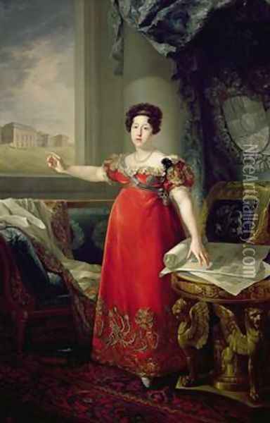 Queen Dona Maria Isabel de Braganza 1829 Oil Painting - Vicente Lopez y Portana
