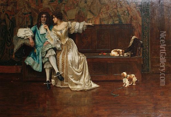 Charles Ii And Nell Gwyn Oil Painting - Rowland Holyoake