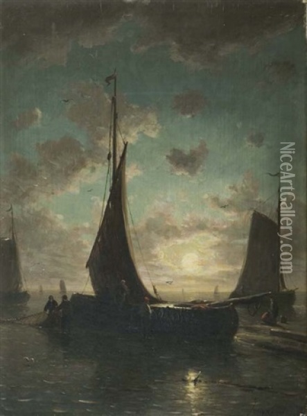 Moonlight View Oil Painting - Johan Barthold Jongkind