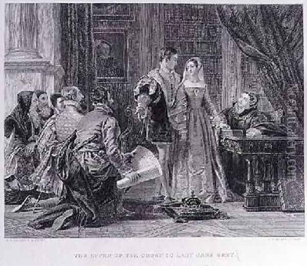 The Offer of the Crown to Lady Jane Grey 1537-54 Oil Painting - Charles Robert Leslie