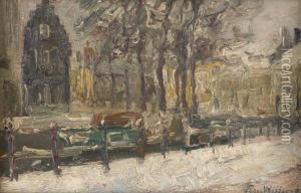 Bords De Canal Enneige Oil Painting - Ferdinand Willaert