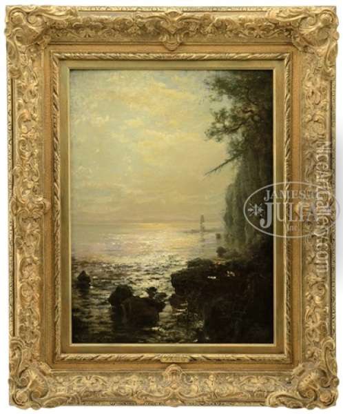 Sunlight Reflecting On The Coastal Water Oil Painting - Arthur Parton