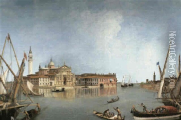 A View Of The Church And Convent Of San Giorgio Maggiore,   Venice, Seen From The Bacino Oil Painting - Michele Marieschi