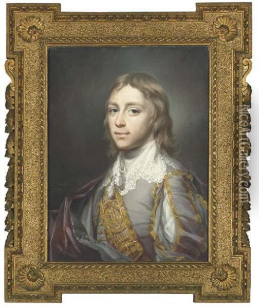 Portrait Of Captain Nugent, Half-length, Wearing Van Dykecostume Oil Painting - Francis Coates Jones