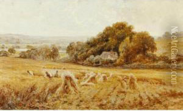A Berkshire Cornfield Oil Painting - John Horace Hooper