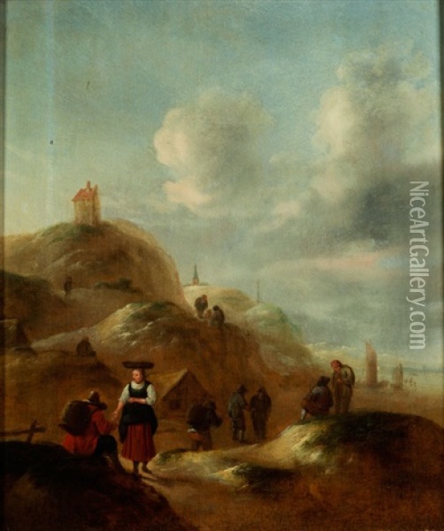 Dunenlandschaft Mit Staffagefiguren Oil Painting - Nicolaes Molenaer