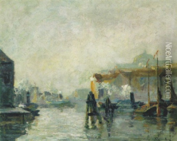 Hafen Von Amsterdam Oil Painting - Richard Falkenberg