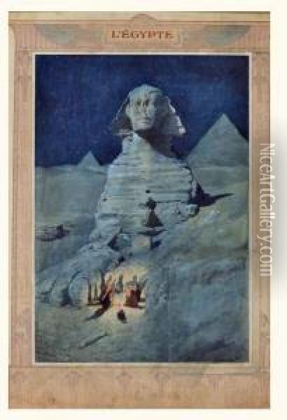 Egypte, Projet D'affiche Oil Painting - Georges Bertin, Dit Scott De Plagnolles