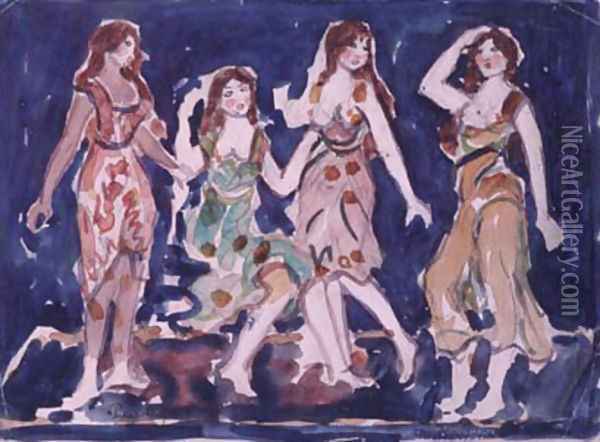 Four Dancers Oil Painting - Maurice Brazil Prendergast
