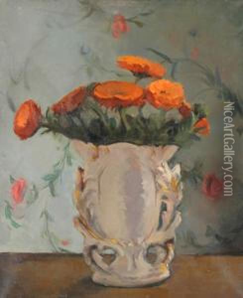 Still Life With Marigolds Oil Painting - Elma Roach