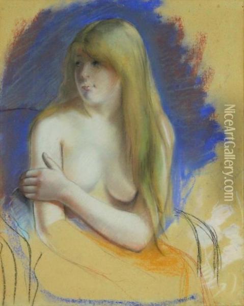  Nu Aux Cheveux Blonds  Oil Painting - Jacques-Emile Blanche