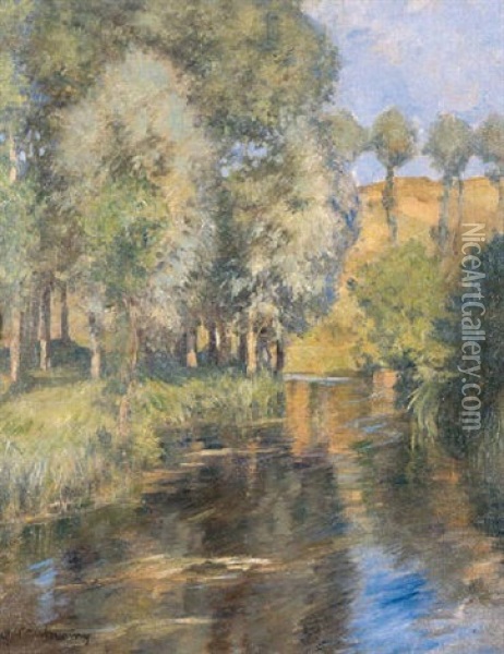 French River Scene Oil Painting - Rupert Bunny