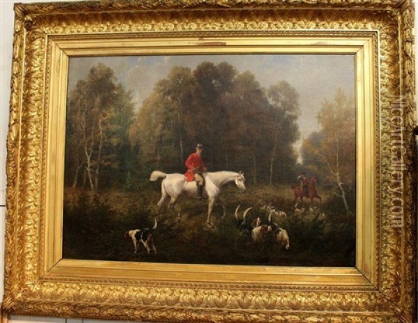 Scene De Chasse A Courre Oil Painting - Auguste-Henri-Louis De Clermont