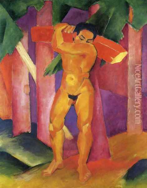 Woodcutter Oil Painting - Franz Marc