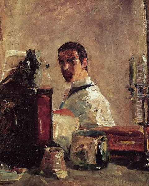 Self Portrait Before A Mirror Oil Painting - Henri De Toulouse-Lautrec