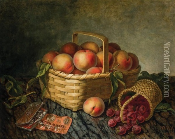 Still Life With Peaches Oil Painting - William H. Hoyt