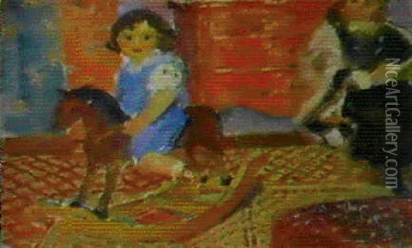 Enfant Sur Son Cheval A Bascule Oil Painting - Maurice Denis
