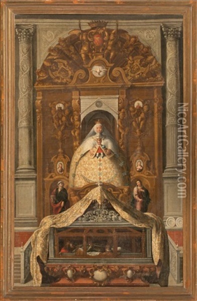 El Retablo De La Virgen De Los Reyes En La Capilla Real De La Catedral De Sevilla Oil Painting - Domingo Martinez