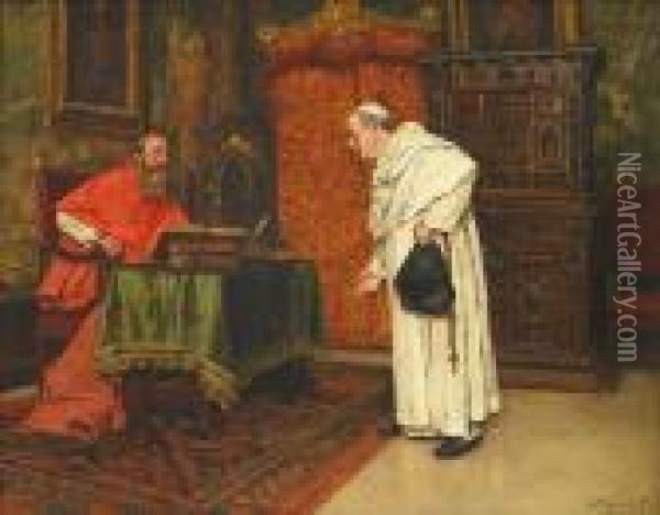 Seeking The Cardinal's Advice Oil Painting - Arnaldo Tamburini